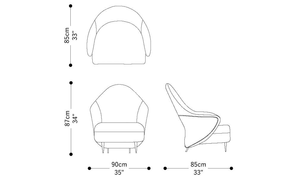 Image of the main dimensions of the product